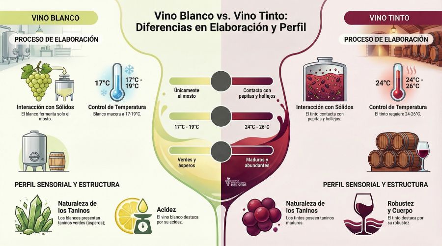diferencias entre el vino y blanco y tinto